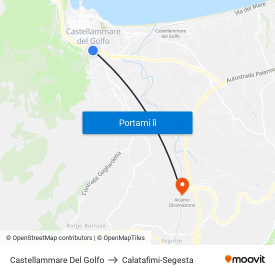 Castellammare Del Golfo to Calatafimi-Segesta map