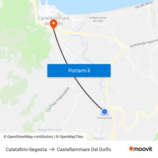 Calatafimi-Segesta to Castellammare Del Golfo map