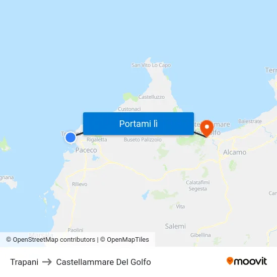 Trapani to Castellammare Del Golfo map