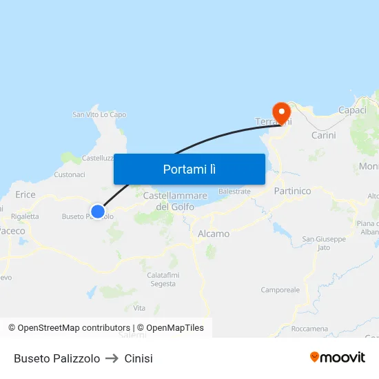Buseto Palizzolo to Cinisi map