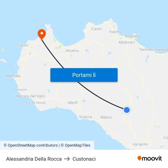 Alessandria Della Rocca to Custonaci map