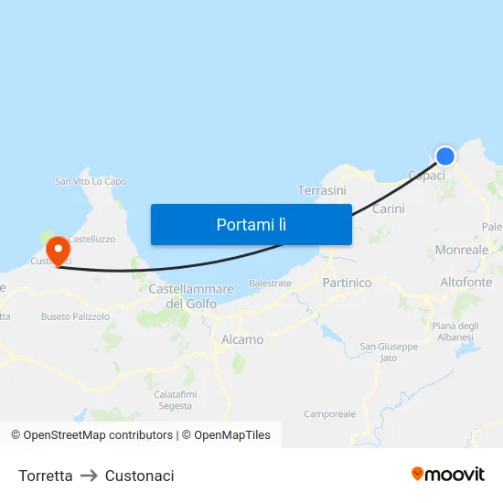 Torretta to Custonaci map