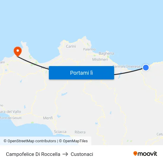 Campofelice Di Roccella to Custonaci map