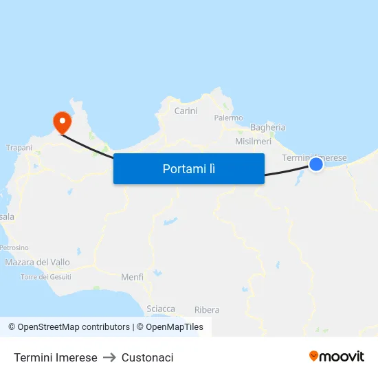 Termini Imerese to Custonaci map