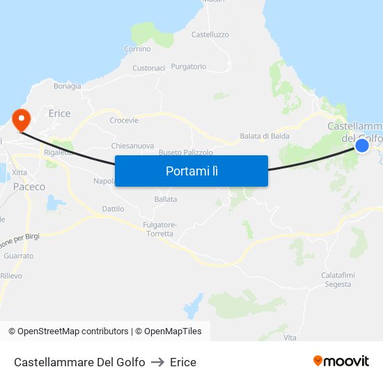 Castellammare Del Golfo to Erice map