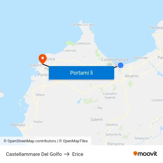 Castellammare Del Golfo to Erice map