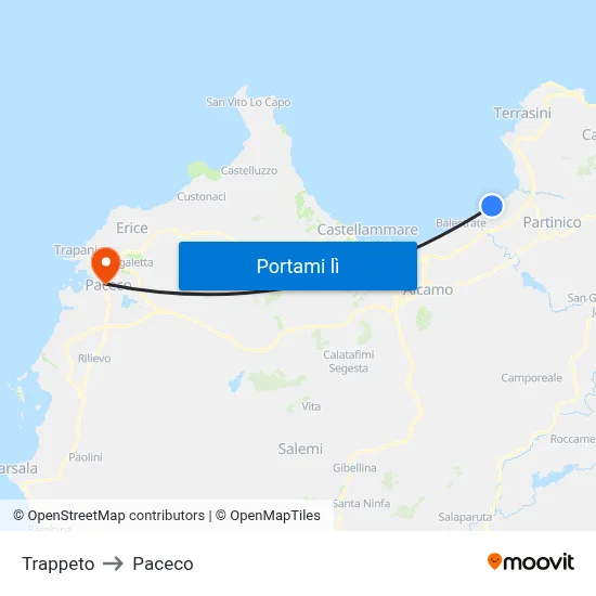 Trappeto to Paceco map