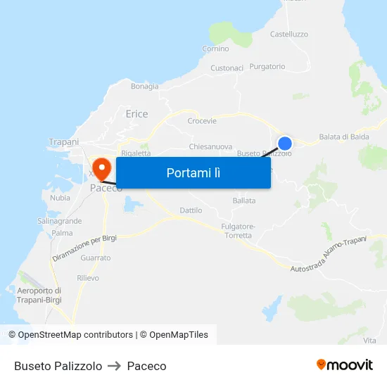 Buseto Palizzolo to Paceco map