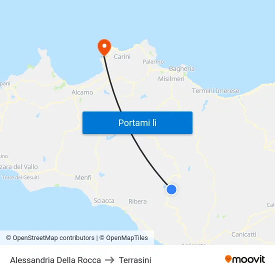 Alessandria Della Rocca to Terrasini map
