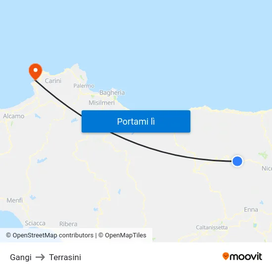 Gangi to Terrasini map