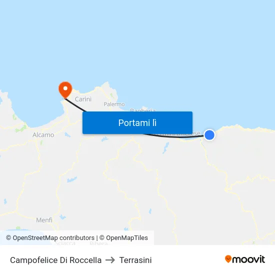 Campofelice Di Roccella to Terrasini map
