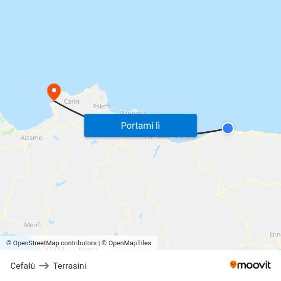 Cefalù to Terrasini map