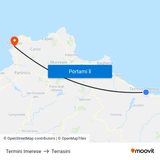 Termini Imerese to Terrasini map