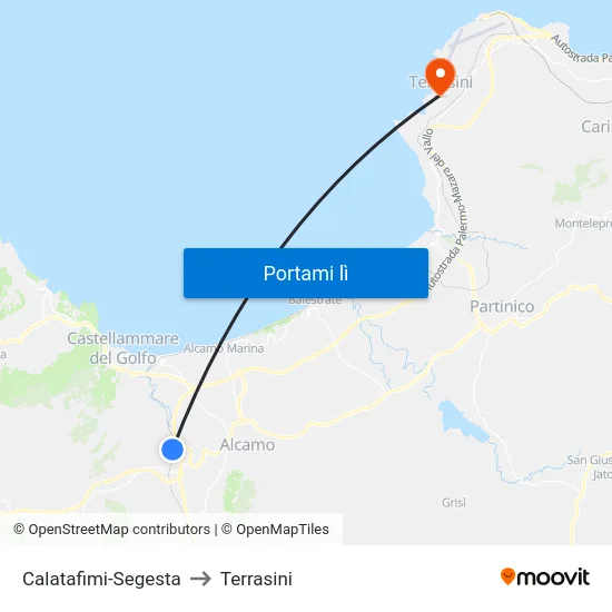 Calatafimi-Segesta to Terrasini map