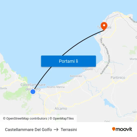 Castellammare Del Golfo to Terrasini map