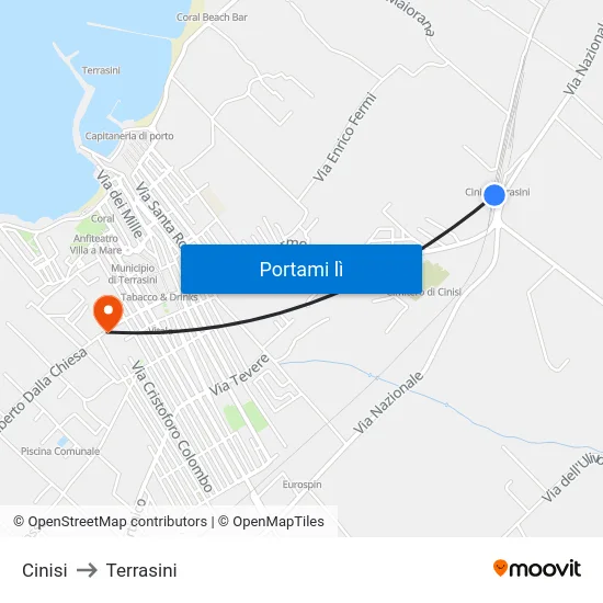 Cinisi to Terrasini map