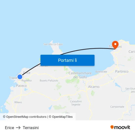 Erice to Terrasini map