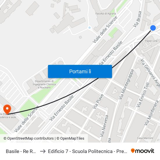 Basile - Re Ruggero to Edificio 7 - Scuola Politecnica - Presidenza E Aule map