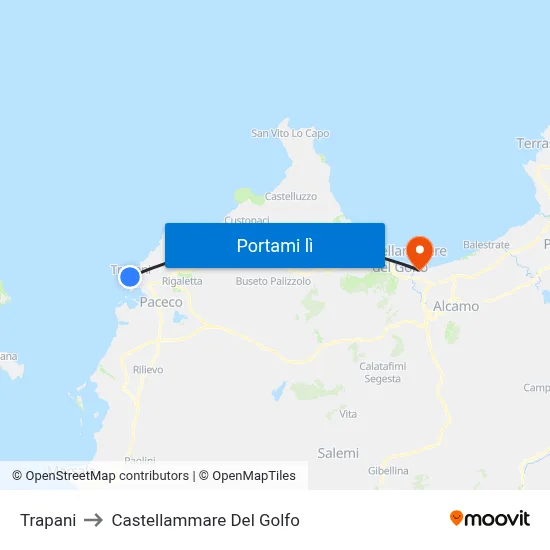Trapani to Castellammare Del Golfo map