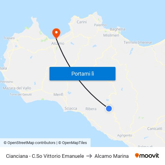 Cianciana - C.So Vittorio Emanuele to Alcamo Marina map