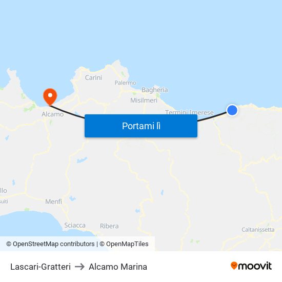 Lascari-Gratteri to Alcamo Marina map