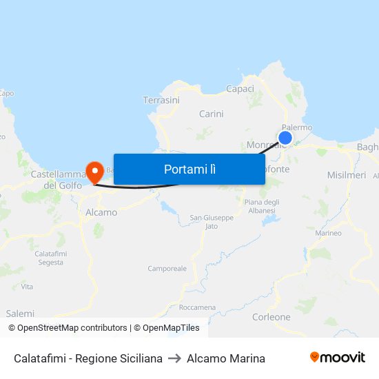 Calatafimi - Regione Siciliana to Alcamo Marina map