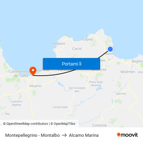 Montepellegrino - Montalbo to Alcamo Marina map