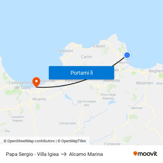 Papa Sergio - Villa Igiea to Alcamo Marina map