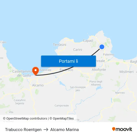 Trabucco Roentgen to Alcamo Marina map