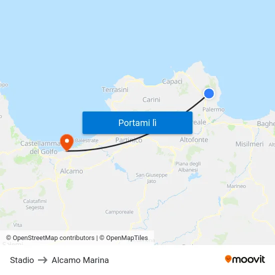 Stadio to Alcamo Marina map