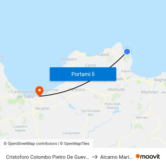 Cristoforo Colombo Pietro De Guevara to Alcamo Marina map