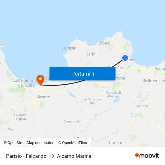 Parisio - Falcando to Alcamo Marina map