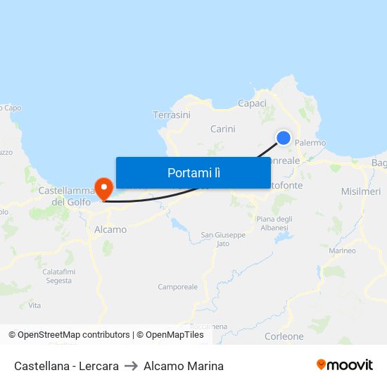 Castellana - Lercara to Alcamo Marina map