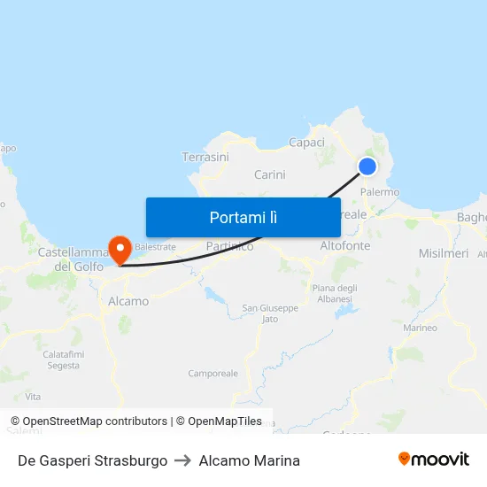 De Gasperi Strasburgo to Alcamo Marina map