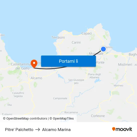 Pitre' Palchetto to Alcamo Marina map