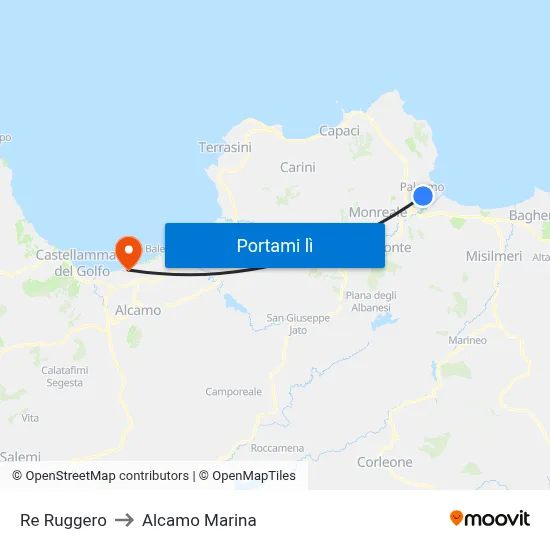 Re Ruggero to Alcamo Marina map