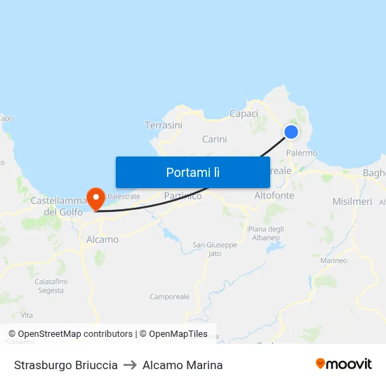 Strasburgo Briuccia to Alcamo Marina map