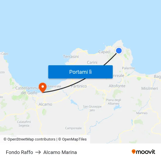 Fondo Raffo to Alcamo Marina map