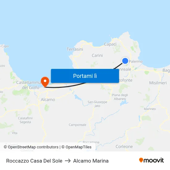 Roccazzo Casa Del Sole to Alcamo Marina map