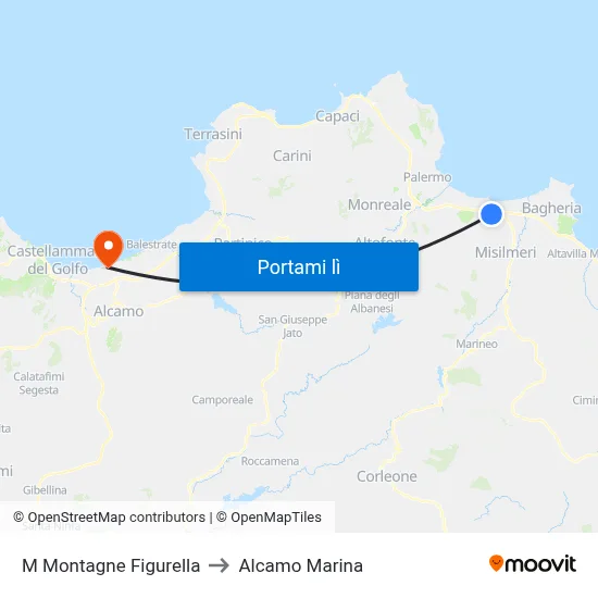 M Montagne Figurella to Alcamo Marina map