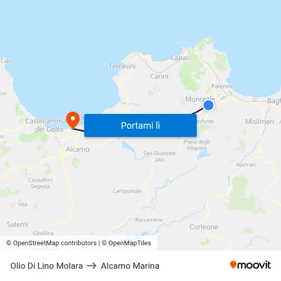 Olio Di Lino Molara to Alcamo Marina map