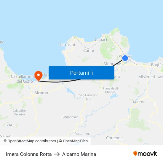 Imera Colonna Rotta to Alcamo Marina map