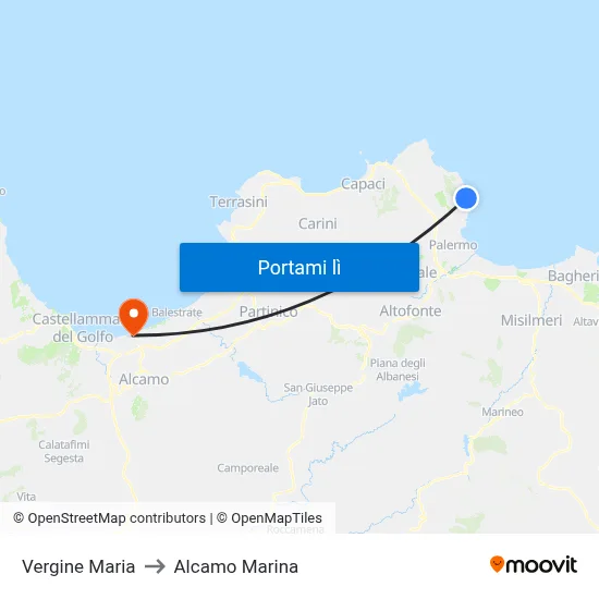 Vergine Maria to Alcamo Marina map