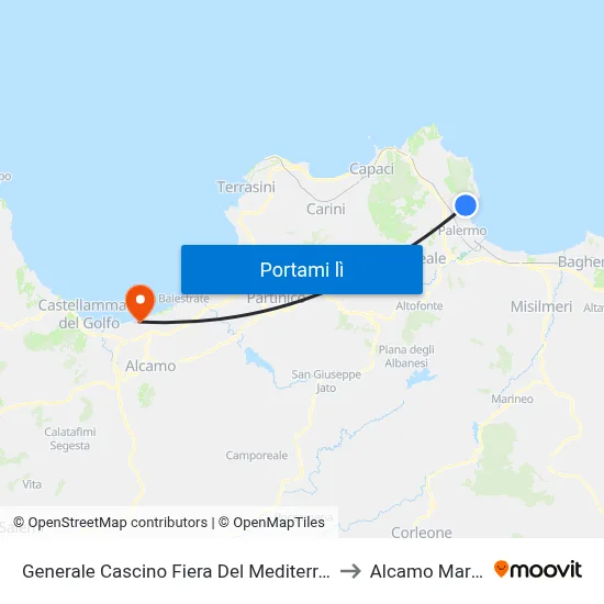 Generale Cascino Fiera Del Mediterraneo to Alcamo Marina map