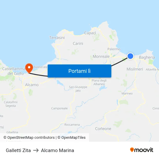 Galletti Zita to Alcamo Marina map