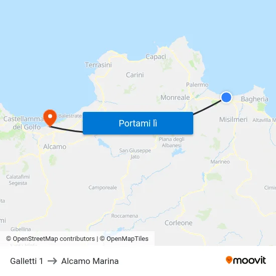 Galletti 1 to Alcamo Marina map