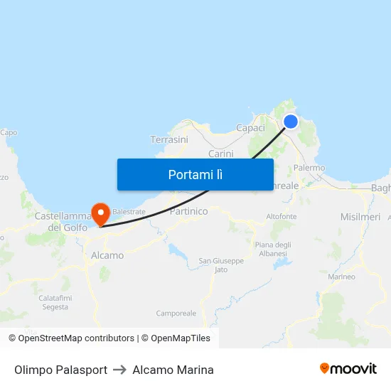 Olimpo Palasport to Alcamo Marina map