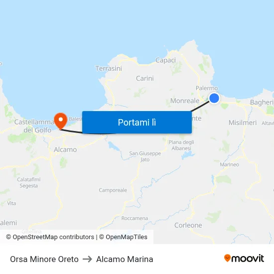 Orsa Minore Oreto to Alcamo Marina map