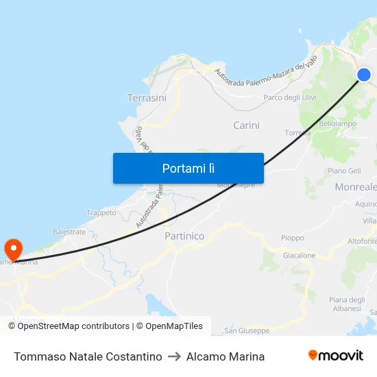 Tommaso Natale Costantino to Alcamo Marina map