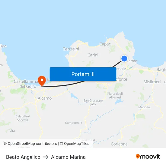 Beato Angelico to Alcamo Marina map